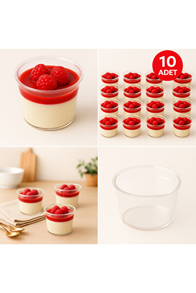 DİYA3 10 lu Yuvarlak Mika Kase Plastik Şeffaf Kapaksız Sunum Kabı 250 Cc Adet...