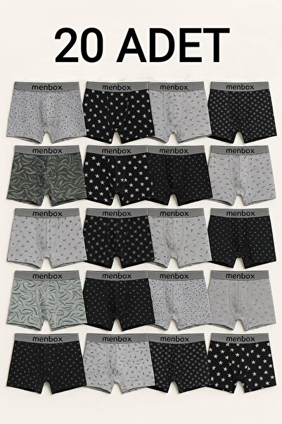 enmodaiçgiyim 20 штук чоловічих боксерів з бавовняної тканини з еластичним поясом і різноманітним дизайном | Дихаючий, еластичний пояс