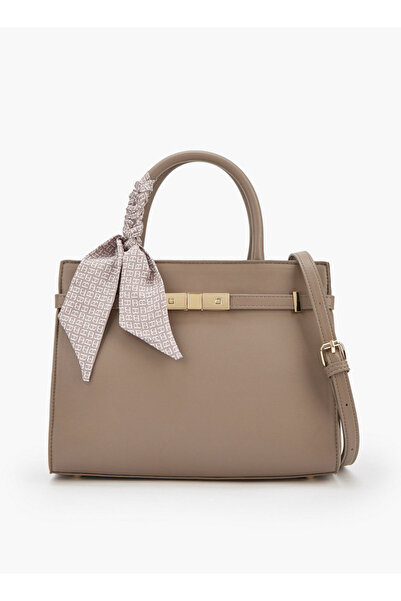 Flora Bella by Shoexpress حقيبة توت مزينة بنقشة وشاح مع حزام كتف قابل للفصل - قطر 12 سم