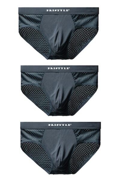 PriStyle Set of 3 Breathable Men's Briefs, Quick-Dry, Intense Green, M
