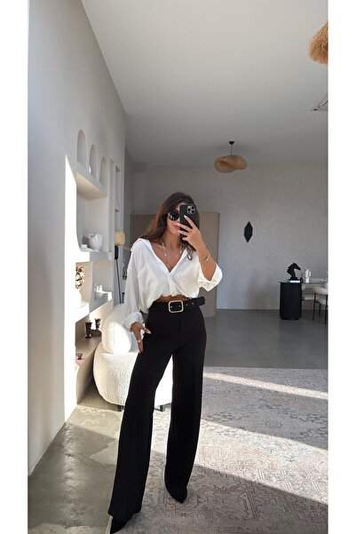 Buket Teke Black Gold Buckled Belted Trousers