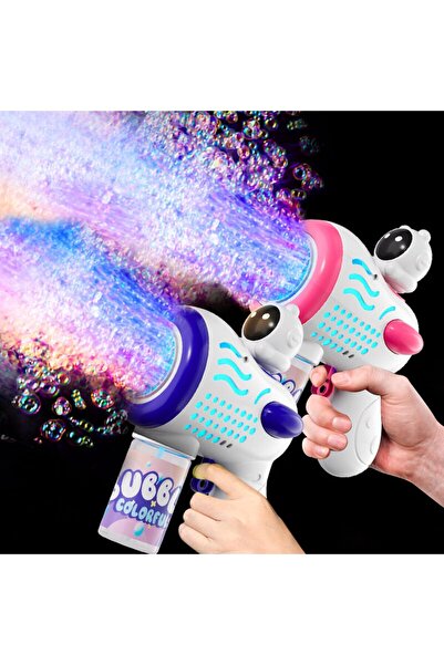 AYEBIA مسدسا فقاعات للأطفال | صانع فقاعات آلي مزود بإضاءة LED