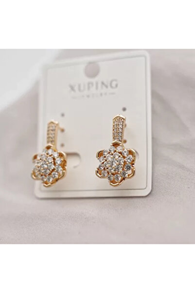 XUPING JEWELRY Earrings blown with 18k gold and Zirconia stones