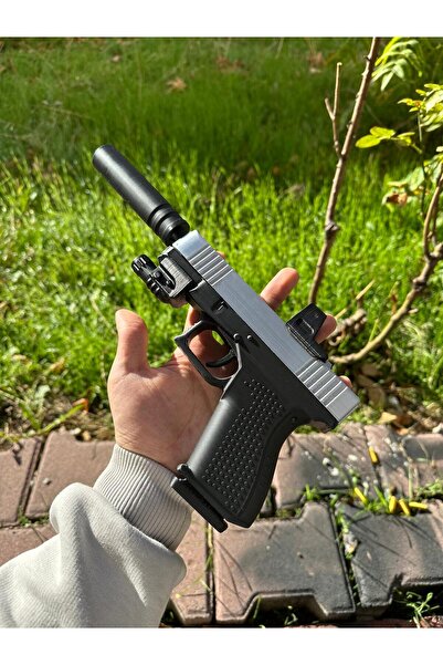 SZD Arms GLOCK 19 GÜMÜŞ RENK EKLENTİLİ VE HAREKETLİ OYUNCAK MAKET TABANCA
