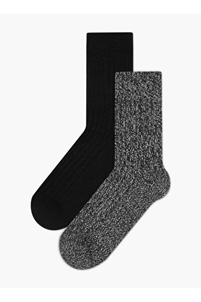 Lee Cooper Pack of 2 Boot Length Ribbed Non Terry Socks