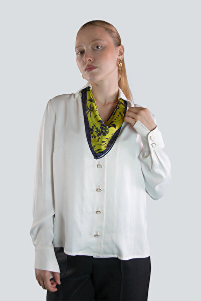 IDYL Stand-Up Collar Scarf Satin Blouse