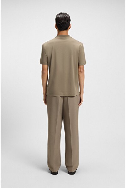 BOSS Men's Regular Fit Crew Neck Brand Logo Light Brown T-Shirt 50520298-245