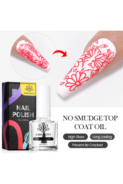 Born Pretty No Smudge Top Coat Oil/Stamp İçin Dağılma Yapmayan Top Coat-10ml