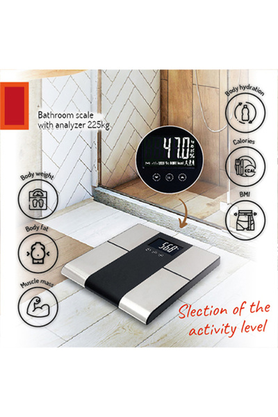 zola Digital bathroom scale, body analyzer, BMI, fat, water, muscle mass, 10 users, 225 kg