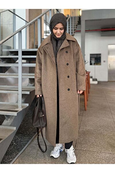 Berika YILDIRIM GİZLİ DÜĞMELİ KAŞE KABAN KAHVE