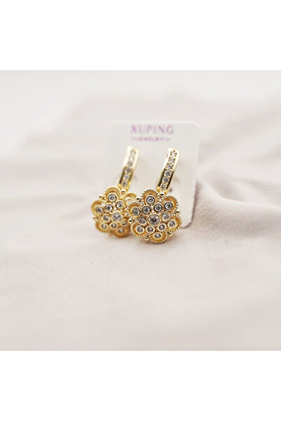 XUPING JEWELRY 18k Gold-Plated Earrings with Zirconia Crystals