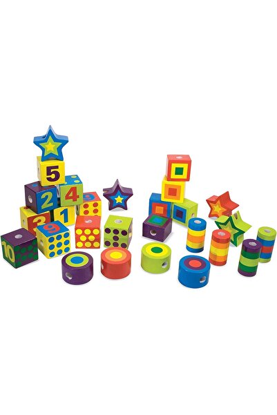Melissa & Doug Deluxe Wooden Lacing Beads - Educational Activity with 27 Beads & 2 Laces