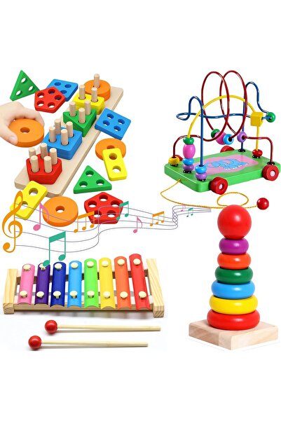 AYEBIA 4 IN 1 WOODEN Early Education Baby Toys