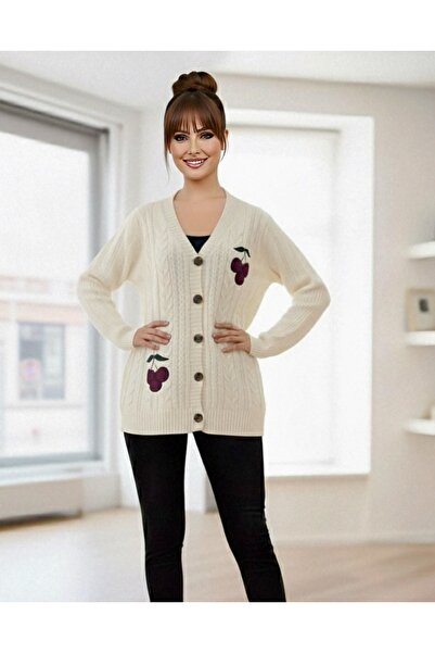 rushana Women's Hairnet Soft Textured Knit Cardigan