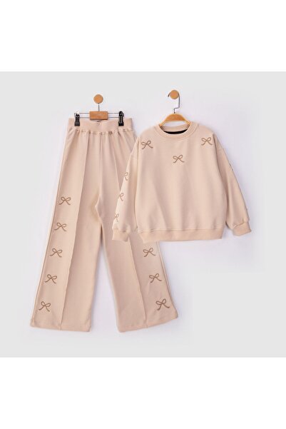 Lmn 2-Strand Lycra Girls' Set with Embroidered Bow Detail