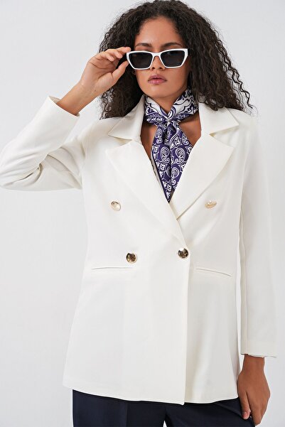 Hiccup Bdart Double-Breasted Lapel Button Detailed Blazer