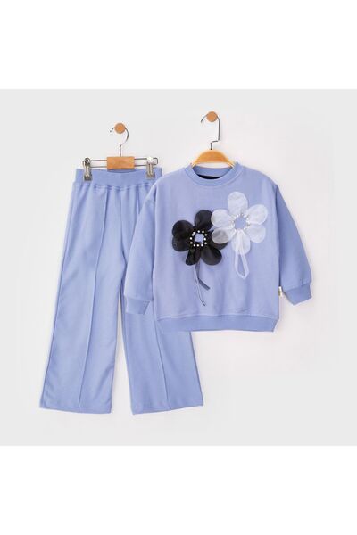 Lmn Pearl Embroidered Rose Organza Detail 2-Piece Seasonal Girl's Set