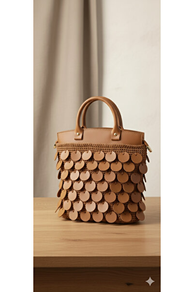 MAZSAY El işlemesi Pullu Makrome Çanta