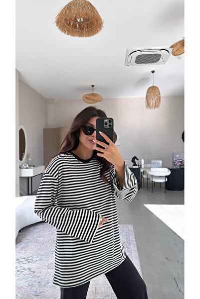 Buket Teke Manecă lungă cu dungi basic Bumbac tricou