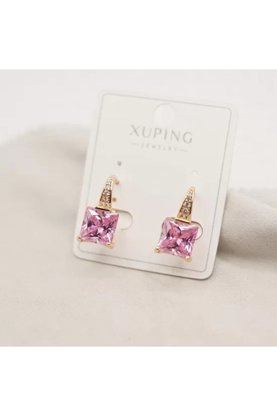 XUPING JEWELRY Cercei placați cu aur de 18k și cristale de zirconiu colorate