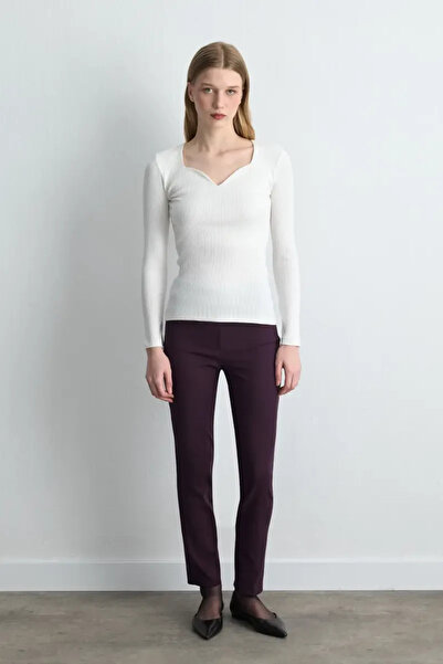 Gusto Heart Collar Cotton Blouse - Ecru