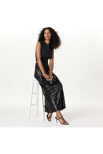 The Drop ADELA maxi skirt with sequins for women, black, size XL,