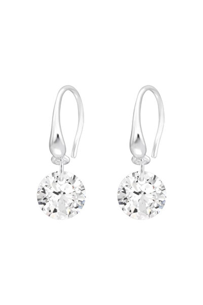 Crissa Round 8mm Zircon - 925 Silver Zircon Earrings S45811