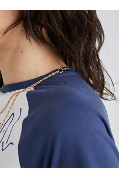 Desigual White blue T-shirt with chain detail