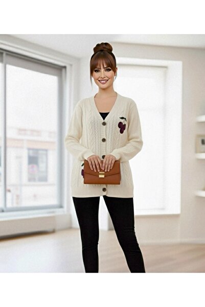 rushana Women's Hairnet Soft Textured Knit Cardigan