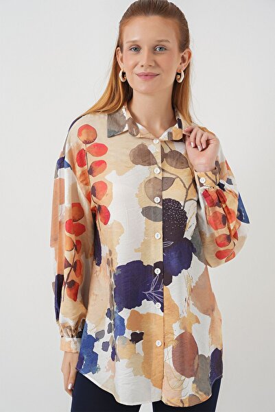 Hiccup Bdart Oversized Floral Pattern Buttoned Shirt