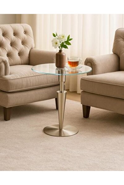 Generic Glass Top Serving Table with Stainless Steel Base