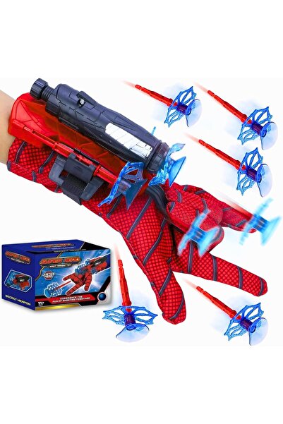 AYEBIA لعبة إطلاق شبكة العنكبوت للأطفال - مجموعة ألعاب المعصم مع قاذف واحد و6 رصاصات ناعمة وقفازات