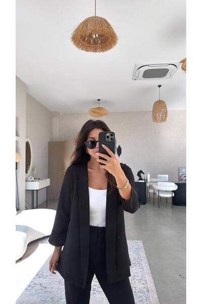 Buket Teke Black Atlas Fabric Jacket