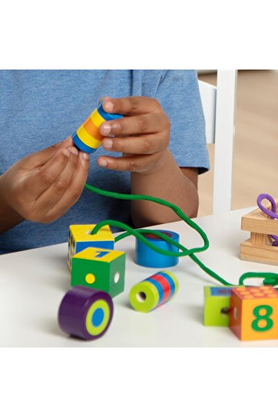 Melissa & Doug Deluxe Wooden Lacing Beads - Educational Activity with 27 Beads & 2 Laces