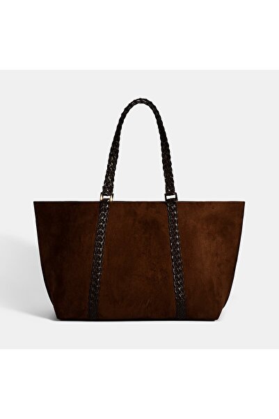 Desa Women's Brown Knitted Patterned Shoulder Bag