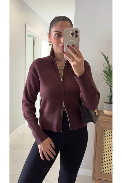 My Blog كارديجان بسحاب باللون العنابي - 251042