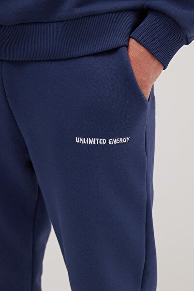 Tudors Чоловічий Relax Fit бавовняний 3-нитковий м'який трикотаж з флісовою підкладкою, велосипедний комір, темно-синій спортивний костюм