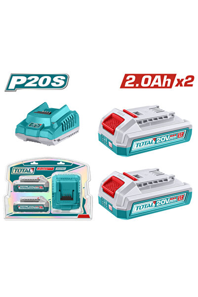 TOTAL - KIT 2 BATTERIES AND CHARGER - 20V - 2.0Ah