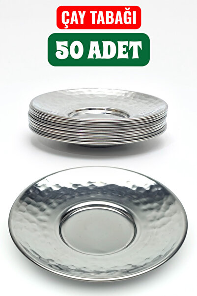 Binbir Trend Paslanmaz Çelik Çekiç Dövmeli Çay Tabağı 10 cm – 6 / 12 / 50 / 1...
