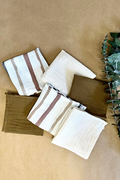 NuvioKids 6-Pack Patterned Organic Muslin Baby Mouth Wipes 100% Cotton, Sweat Cloth, Shoulder Cloth (22X23 cm)