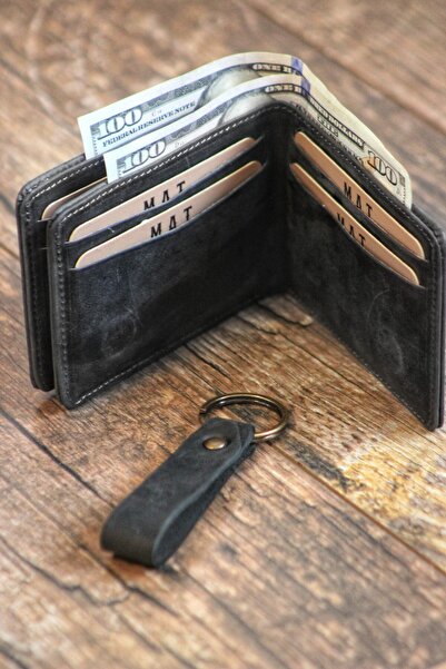 MAT CRAFT Genuine Leather Magnetic Horizontal Wallet |   With Card Holder |   Keychain with Gift |   Gift Boxed |   Unisex |