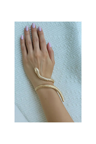 Vitastyle Gold Color Textured Snake Figured Adjustable Clamp Bracelet Arm Accessory