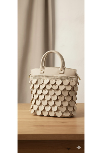 MAZSAY El işlemesi Pullu Makrome Çanta