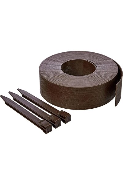 Amazon basics Garden edging roll with 10 fixing stakes, 8 cm x 12 m, Brown