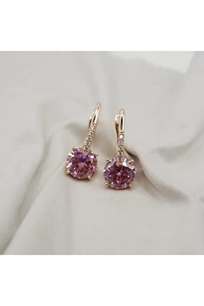 XUPING JEWELRY Pink zirconia stone earrings plated with 18k gold