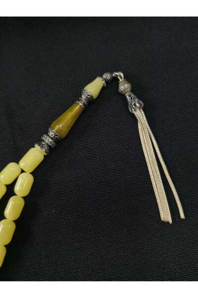 sarıyer silver Nakkaş İmame Craftsmanship Amber Prayer Beads 33 Stones Silver Tassel and Spacer
