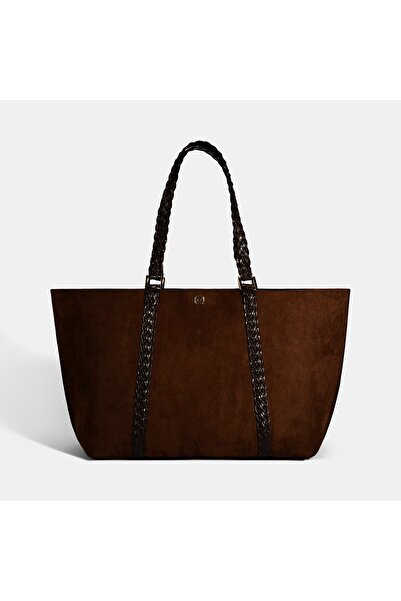 Desa Women's Brown Knitted Patterned Shoulder Bag