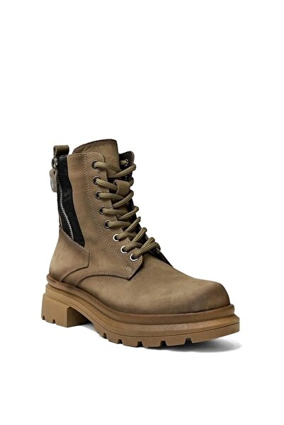 Mammamia D24Kb-1545 Beige Nubuck Leather Women's Boots