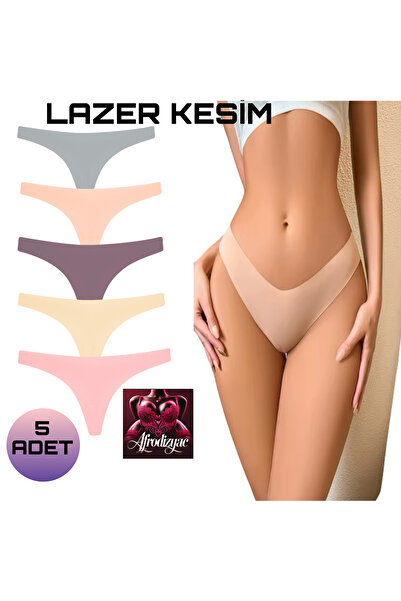 Afrodizyac 5-Pack Laser Cut Stitch-Free Non-Marking Extra Flexible and Soft Ghost Thong