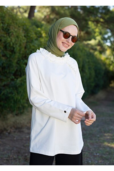 Mayovera Hijab Tracksuit Top - Ecru